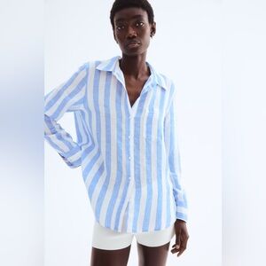 Striped Button-Up Shirt, S